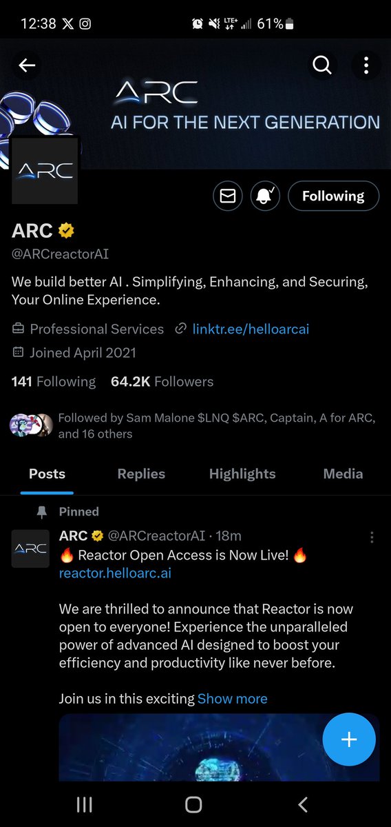 Notice we are now a golden check. $ARC is making bigger moves than you actually think. Again. There is much much more to come. And now the Reactor is publicy open, for everyone's use. Make sure to get your hands on it. Test it. We are no longer making steps. But taking leaps.