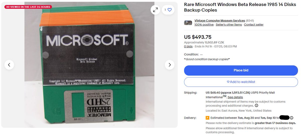rezedus's tweet photo. somebody on ebay wants $493.75 for a set of 3.5" 1.44MB floppies with a printed win1.0 beta bootscreen glued onto them https://t.co/0kd81WQRmD