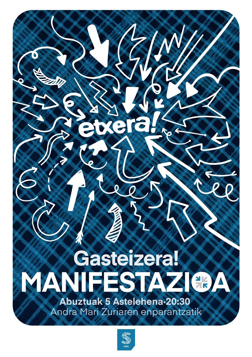 Gasteizera ↗️↙️ #etxera 

🔉🇲‌🇦‌🇳‌🇮‌🇫‌🇪‌🇸‌🇹‌🇦‌🇿‌🇮‌🇴‌🇦‌ 

🗓 Abuztuak 05 de agosto

🕕 20:30

📍 #Gasteiz, Andra Mari Zuriaren enparantzatik