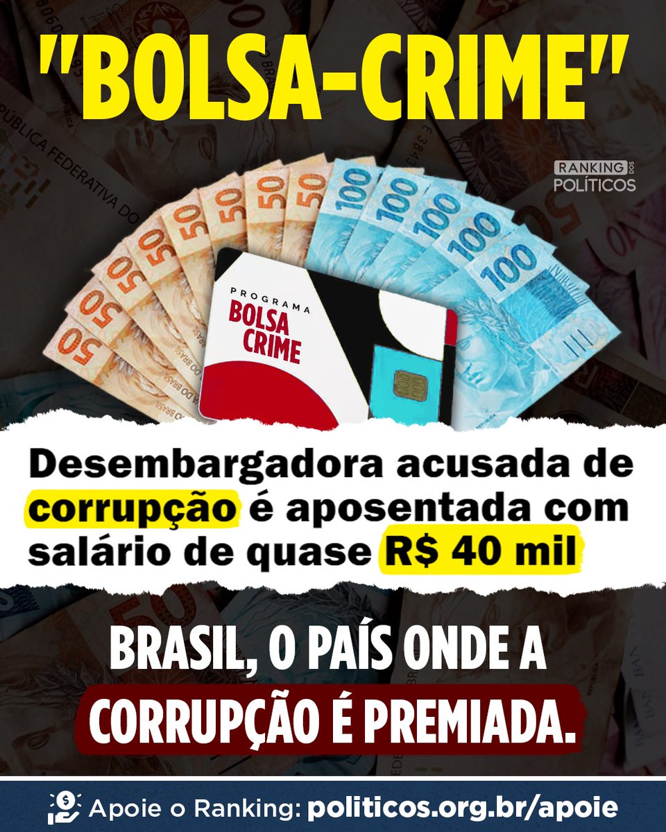 RankPolitico's tweet image. Um verdadeiro BOLSA-CRIME: a garantia de receber um salários para o resto da vida, sem precisar trabalhar, porque a "pena máxima" para juízes é a aposentadoria.

Tente explicar isso para qualquer cidadão de um país sério... 🤦‍♂️

Leia mais: revistaoeste.com/politica/desem…