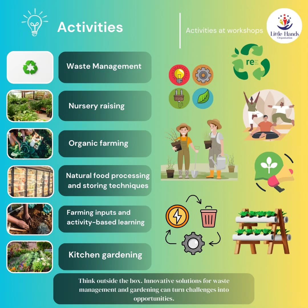 LHO_ORG's tweet photo. "Discover your inner eco-warrior and gain practical skills through our workshop. Dive into yoga, sustainable gardening, waste management, and natural food processing. Together, let's make a difference!" https://t.co/LWQ4YDaH28