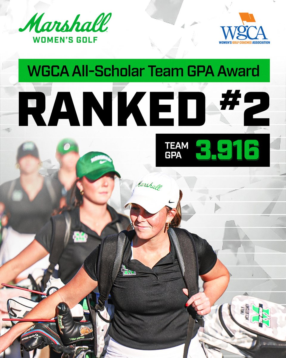 𝑯𝒆𝒓𝒅 𝑵𝒂𝒎𝒆𝒅 𝑾𝑮𝑪𝑨 𝑨𝒍𝒍-𝑺𝒄𝒉𝒐𝒍𝒂𝒓 𝑻𝒆𝒂𝒎!

Marshall Women's Golf was named as a WGCA All-Scholar Team after finishing the 2023-24 year with a 3.916 Team GPA, which ranked No. 2 nationally. 

🔗: bit.ly/WGCAAllScholar…