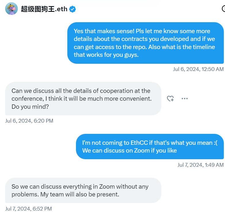 TrustSecAudits's tweet photo. Found myself one click away from falling to a spear phishing attack today! If you're giving services in the web3 space, be VERY careful with who you interact and how the initial exchanges of information are done.

2 weeks ago, @nftbigsummer approached for security services for their supposed project, https://t.co/AKp3VxyDOv

He asked to discuss things in "the conference". I understood that to be EthCC, later I realize that referred to a Zoom conference. 

So we scheduled for today over my calendly. Once it was time, instead of joining the Google meet they sent a Zoom link

That was weird, I asked them to join the meet but they insisted:

Since they were already waiting, I went ahead and tried joining. The link led to the page below: