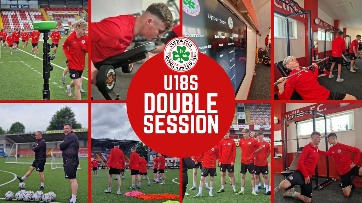Cliftonville u18s Full-Time Scholars continue to work hard in Pre Season with Double sessions all week.
⚽️ S&amp;C Programme in gym
🔴 Pitch Session and analysis