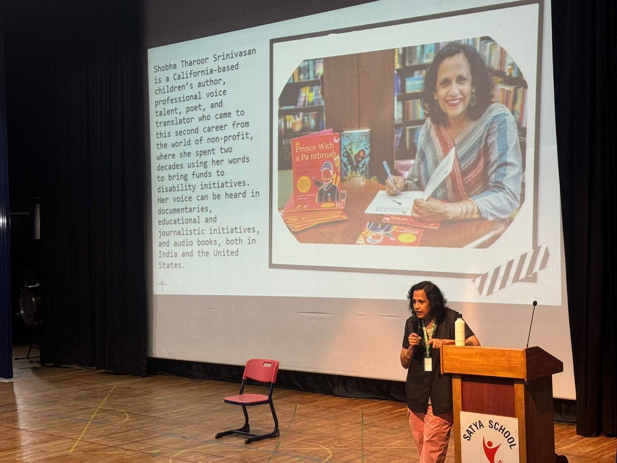 ShobhaTharoor's tweet photo. ⁦@satyaschoolggn⁩ invited me to speak to 4th, 5th &amp;6th grades about poetry. I told them about the new &amp;unexpected relationships between words, the music in poems, the fun of composition.They loved my read aloud &amp; the discovery of multiple poetic forms.⁦@AlephBookCo⁩ https://t.co/Q2LT2fKM5W