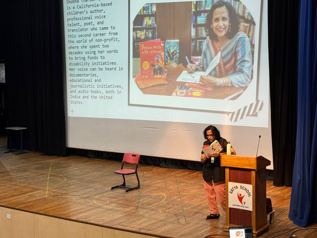 ShobhaTharoor's tweet photo. ⁦@satyaschoolggn⁩ invited me to speak to 4th, 5th &amp;6th grades about poetry. I told them about the new &amp;unexpected relationships between words, the music in poems, the fun of composition.They loved my read aloud &amp; the discovery of multiple poetic forms.⁦@AlephBookCo⁩ https://t.co/Q2LT2fKM5W