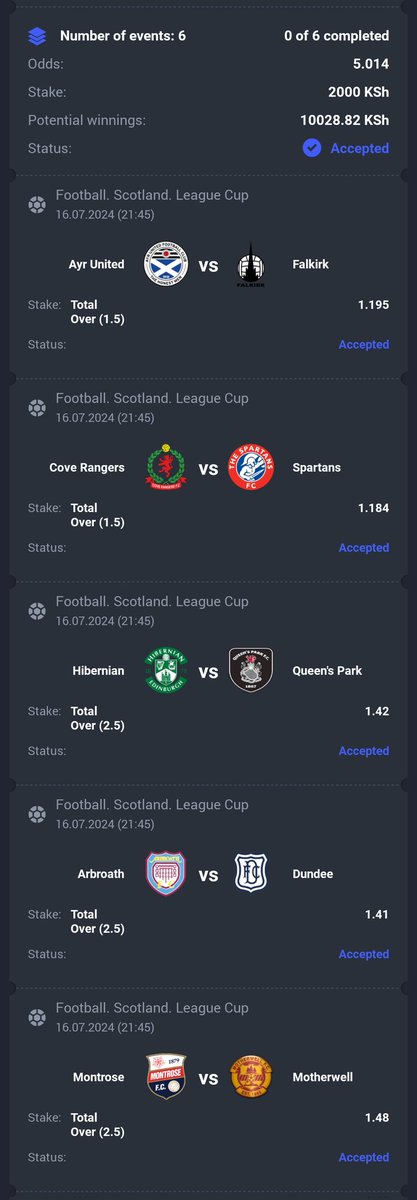 VWilmah's tweet photo. Scotland league ACCA On #PARIPESA
5 Odds
Code๐7B5HF
CORNERS ACCA On #PARIPESA
20 Odds
Code๐7YJJF
Link๐https://t.co/U5UTnEGFYR
Promo Code๐Guyah
#8cs #stephenletoo #Roysambu #Githurai45 #Maandamano #waiyakiway https://t.co/eU7uleRkeh