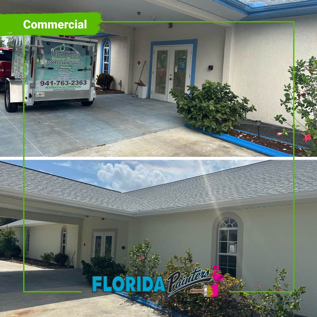 FLPaintersLee's tweet photo. Sharing this before and after of this church in Port Charlotte for #ThrowbackThursday! A fresh coat of paint in a clean color palette was the perfect refresh for this building ✨

You can view more projects like this one on our portfolio at https://t.co/9vSHGfHNnS https://t.co/nyRAJKibWm