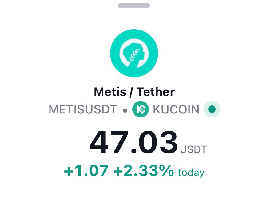 ChadCaff's tweet photo. $METIS holders have been suffering for a while 

But once it breaks back above $50, which seems imminent, it’s a clear run back to yearly highs around $150

I know there’s many projects ready to launch on-chain, so another Metis season is only a matter of time https://t.co/6PB7BXJC8f