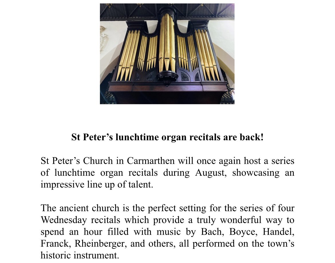 stpetercarms's tweet photo. St. Peter’s Church. Every Wednesday in August. 1pm. https://t.co/vtpN5yujYk