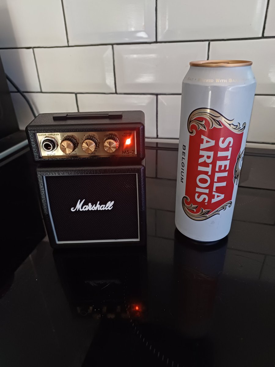 DavefromHeysham's tweet photo. New amp today,genuine Marshall,tin shows size.Clips on your belt,batteries or mains.Just £24. https://t.co/hS0q3isqsn