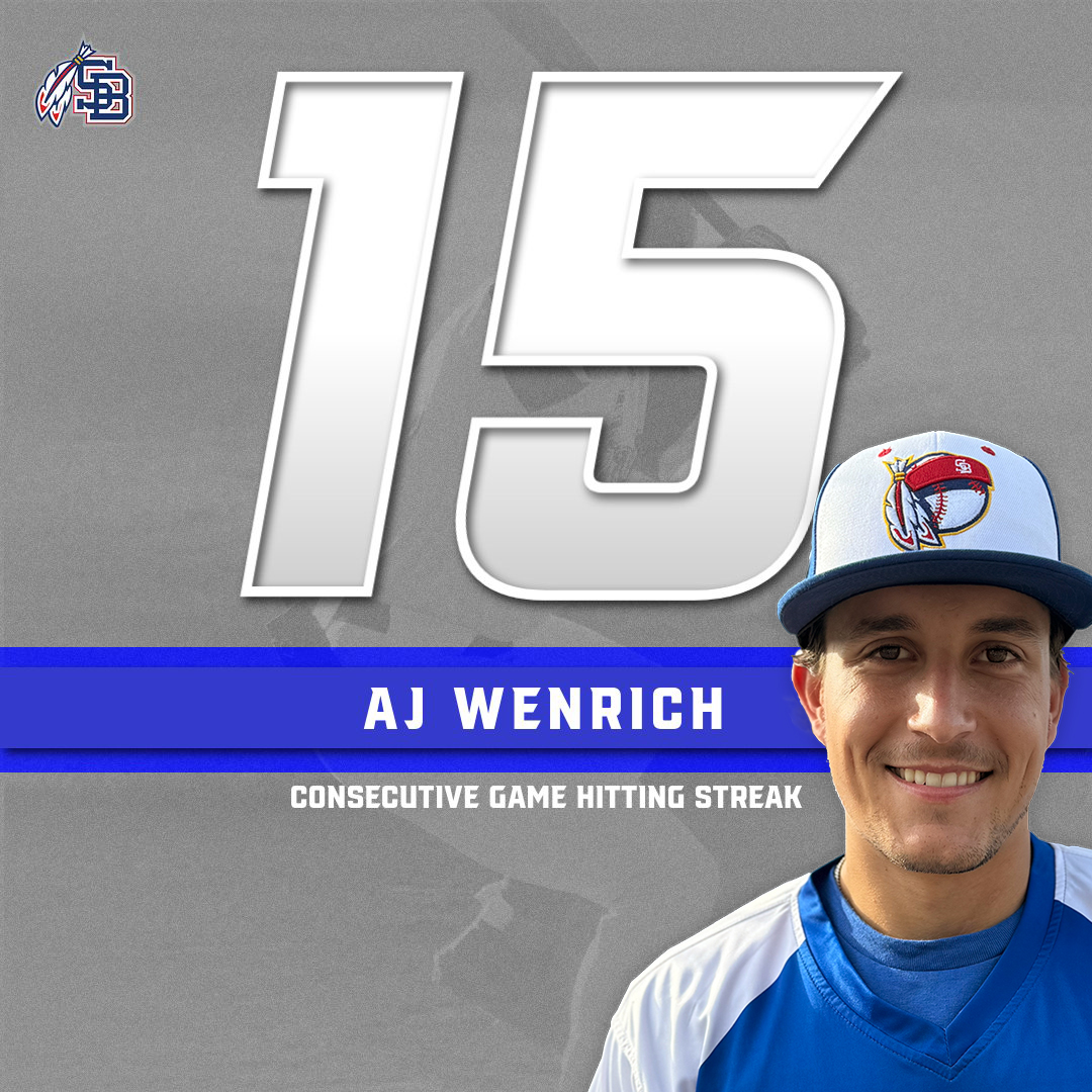 AJ Wenrich is on a 15-game hitting streak. He is hitting .354 during the streak with 22 hits in 62 at-bats.