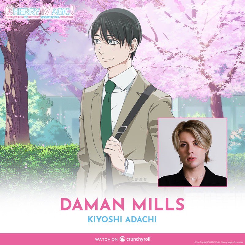 I am THRILLED to announce that I’m the English voice Kiyoshi Adachi in “Cherry Magic! Thirty Years of Virginity Can Make You a Wizard?!” 💕🍒🪄

This queer love story is so special to me and one you won’t want to miss. 🥹🌈 

Thank you <a href="/_JasonLord_/">Jason Allen Lord</a> <a href="/RagsdaleSara/">Sara Ragsdale (BLM/ProScience/LGBTQIA) 😻</a> <a href="/Crunchyroll/">Crunchyroll</a>! 🧡