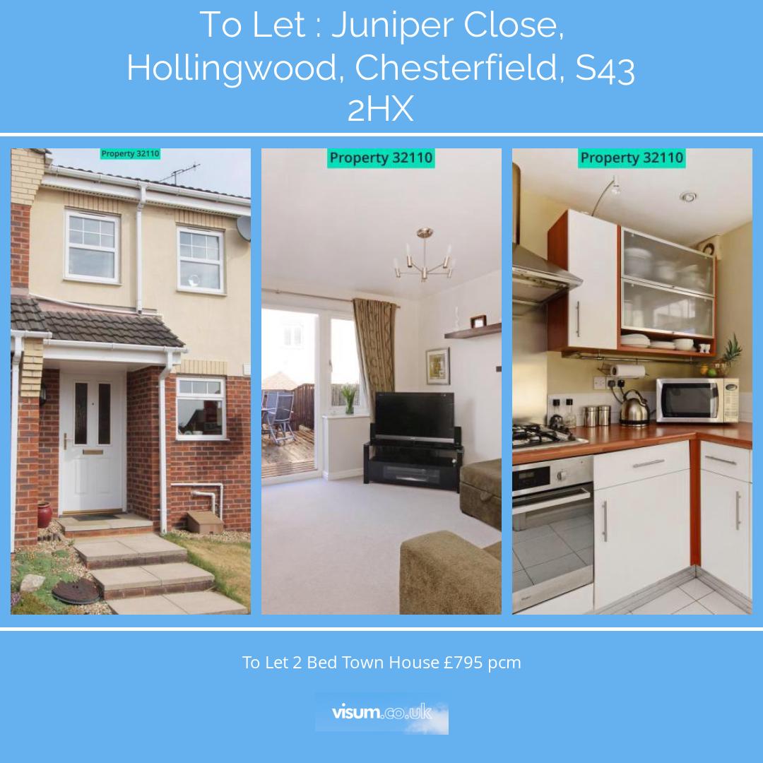 Juniper Close, Hollingwood, Chesterfield, S43 2HX

🛏 2 bed 
🛋 1 reception 
🚿 1 bath 

To Let 2 Bed Town House £795 pcm 

📲 Get in touch with our team today! 

📞01455 364911 
📧 onthemarket-enquiries@visum.co.uk