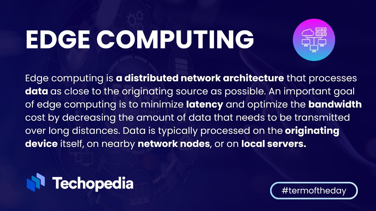 techopedia's tweet image. Edge computing reduces latency by processing data as close to the source as possible.
Learn more: i.mtr.cool/hhygtabmfk
#EdgeComputing #DistributedArchitecture #LatencyReduction #DataProcessing #IoT