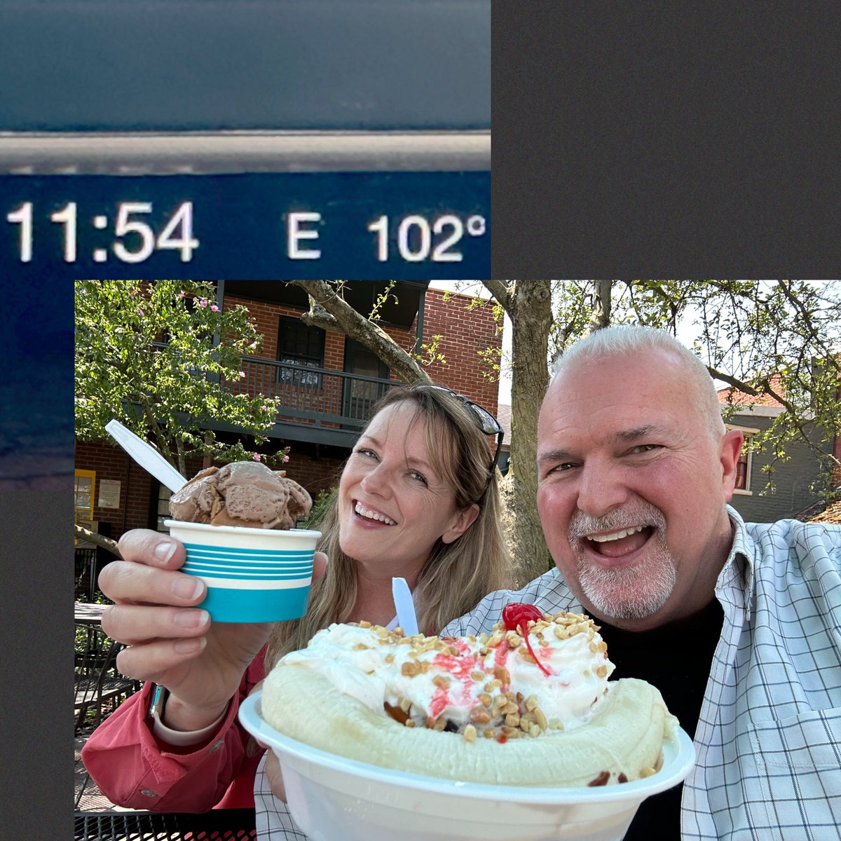 While this temperature of 102° at 11:54 AM is not official, I can tell you what is official: we had ice cream for lunch!! 😂 
.
#HowHotIsIt #HotAsHell #SummerHeatWave #Summer2024 #IceCreamItsWhatsForLunch #FrederickFudgeAndIceCream #JackDiamond #JackDiamondMorningShow