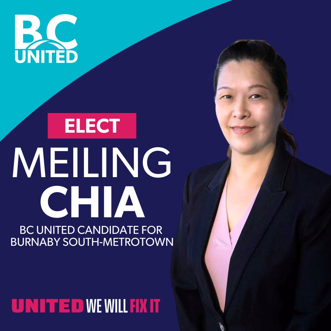 voteBCUnited's tweet image. Exciting News! We're thrilled to announce @MeilingChiaBC as our Burnaby South-Metrotown candidate! 👏

With her experience as a school trustee and her commitment to transparency and results, Meiling's a strong addition to our team.

👀👉: votebcunited.ca/team2024/meili…