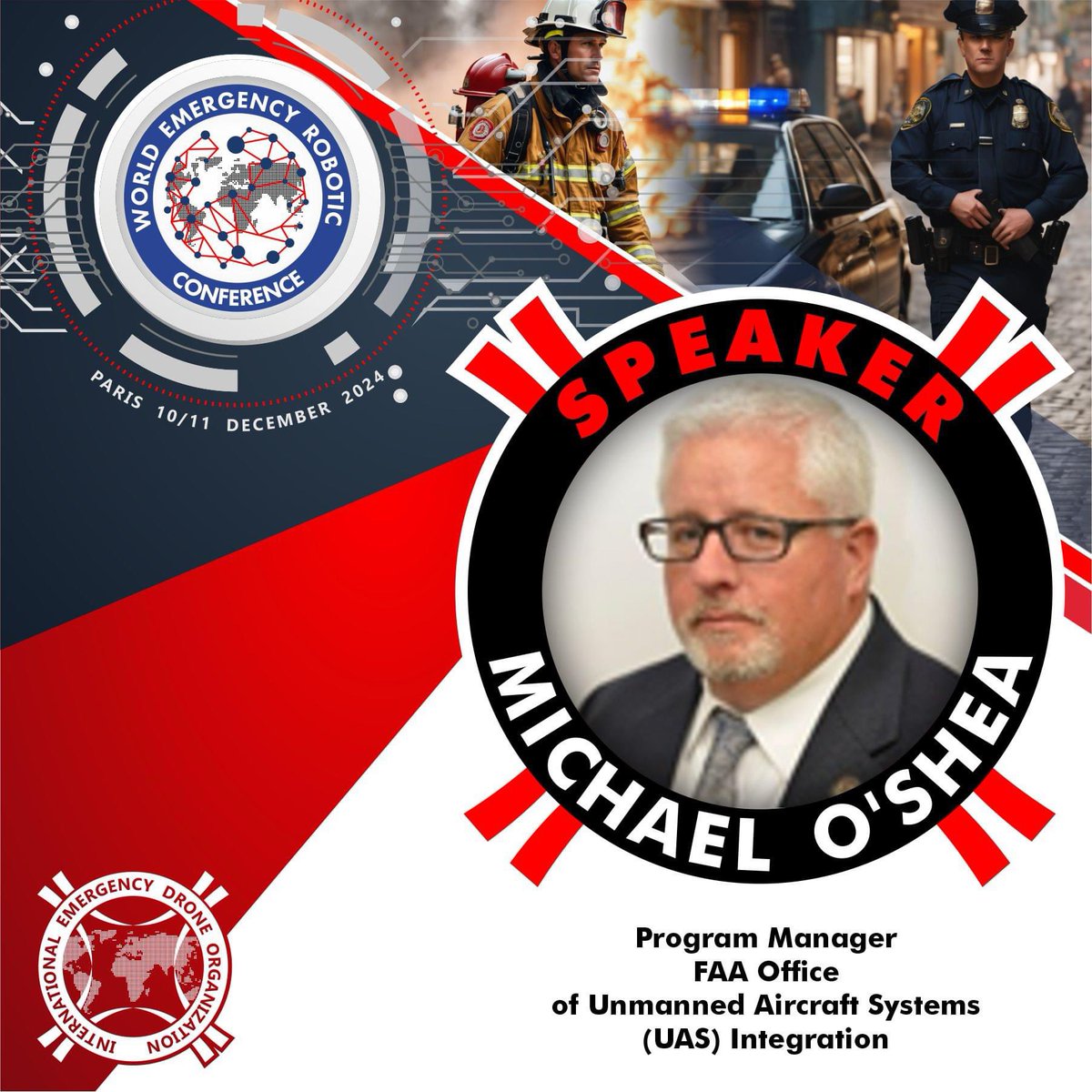 IEDOofficial's tweet photo. Excited to announce Michael O'Shea, Program Manager at @FAANews ’s UAS Integration Office, as a speaker at #IEDOCONF 2024 in #Paris!
Don’t miss his insights on “Enabling #PublicSafety UAS operations: Lessons Learned by #FAA”.
https://t.co/wMWGiWLRmJ https://t.co/ABYetVzgdB