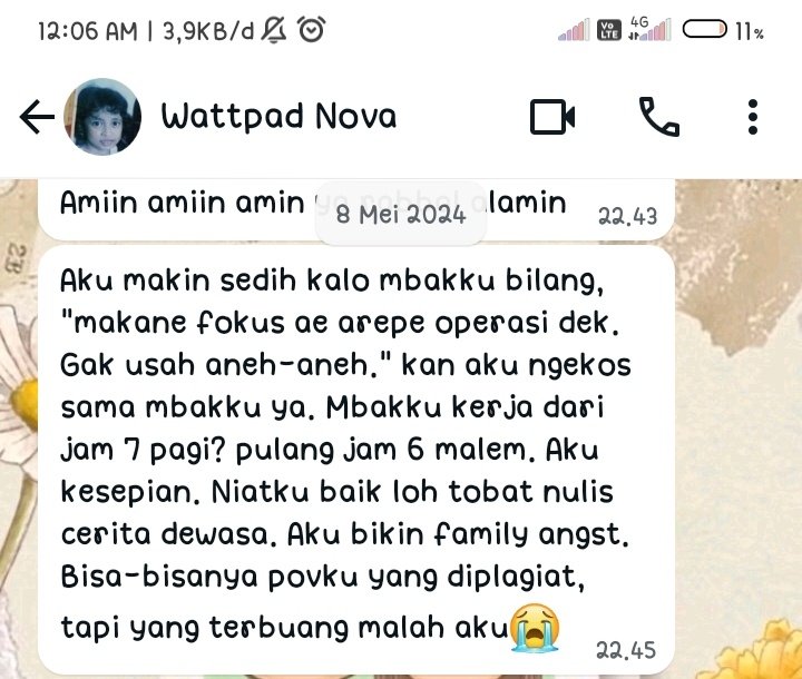 YiyinAndri19's tweet photo. Aku inget, tengah malam itu berlanjut dengan aku nangisin nova. Soalnya aku juga gabisa bantu banyak 😭

#JusticeForNova #JusticeForNova https://t.co/NuAm7Ve72V
