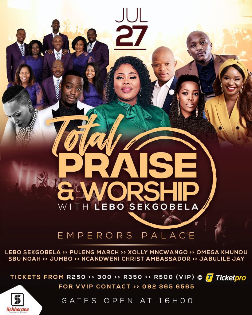 SbuNoah's tweet photo. Total Praise & Worship!
Tickets available @ticketproza from R250!
Tickets available at ticketpro
See you there!!!
#TPWWLS https://t.co/VuIUW3VAr3