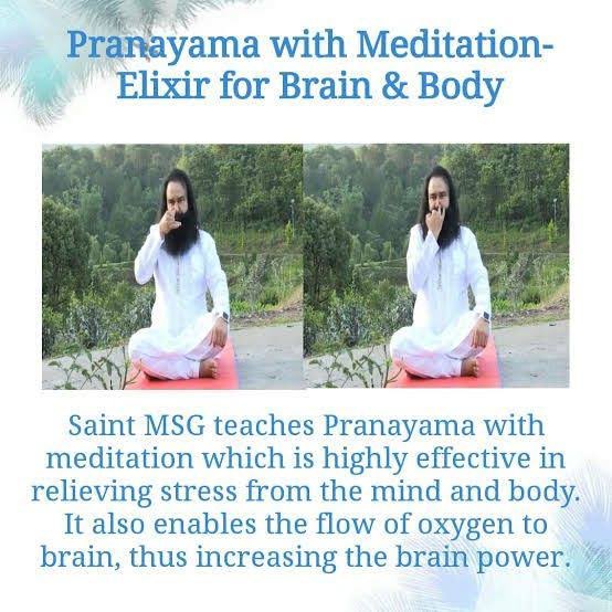 Himani311's tweet photo. Saint Dr MSG gives #TipsToStayFit to all his volunteers, that is meditation , pranayama, exercise , following celibacy and adopting vegetarian food.
This will calm the body and soul, will strengthen the mind. https://t.co/m4TeHvQaAX