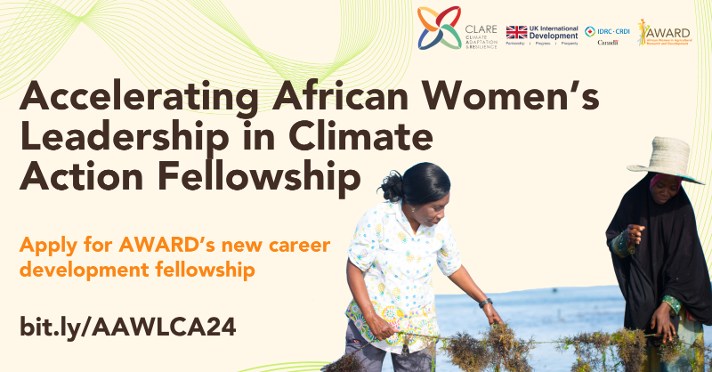 AWARDFellowship's tweet photo. #Opportunity alert! 🚨

Are you an #Africanwoman who wants to be at the forefront of #ClimateActionand #ClimateSolutions?

Apply for @AWARDFellowship ’s new Fellowship.

👉https://t.co/hwQRvQTdrs

Deadline: 10 September 2024.

#AAWLCAFellowship #CLimateAdaptationREsilience