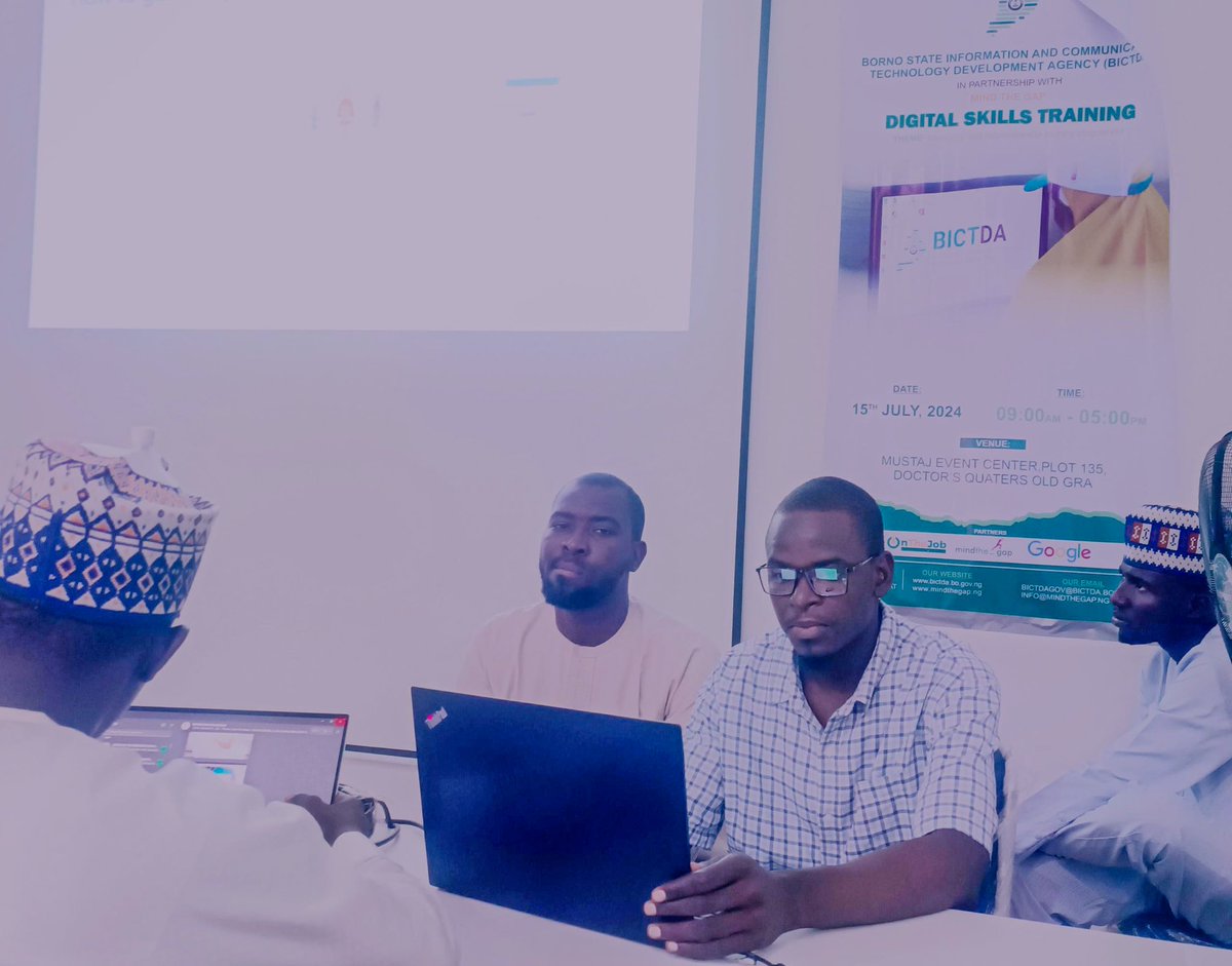 BMB1_Official's tweet photo. Day2: The Digital Skills Training, on Internship & Apprenticeship programme, organized by Borno State Information and Communication Technology Development Agency (BICTDA) in partnership with Google, and Mind the Gap.
#Bictda #Borno #Mindthe_Gap #Google https://t.co/ltmsspwBtp