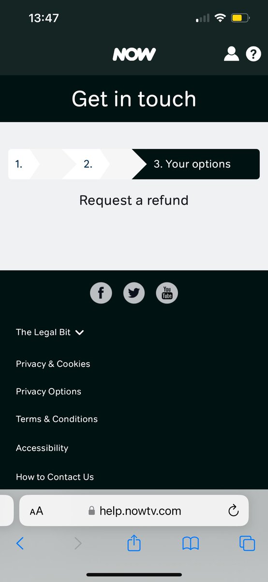 KellyDurrant5's tweet photo. @NOW you’ve charged me to boost my tv package, I did not ask for this option, I would like a refund but I cannot chat to your bot and this is what happens when I try to contact you to request a refund. https://t.co/0oRa3zyUDG