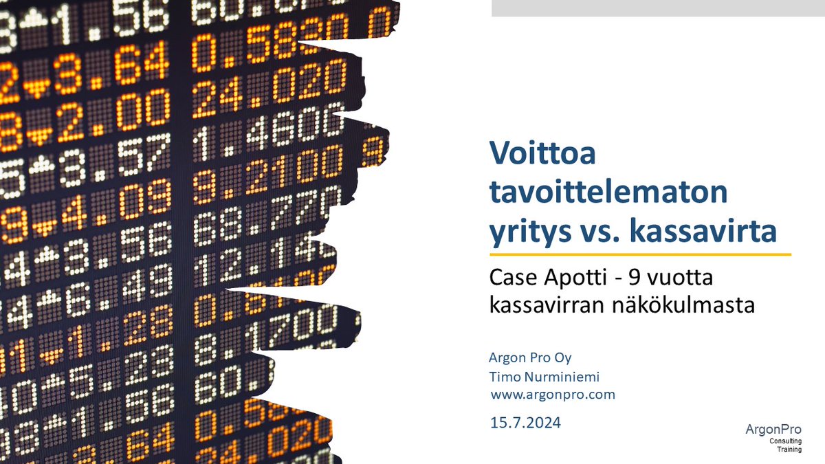 Argon_Pro's tweet photo. Tutustu #Apotti talousanalyysiin. Miten voittoa tavoittelemattoman yrityksen #kassavirta toimii 9 vuoden historiassa.

#talous #sote #erp #apotti #nonprofit #kassavirta #velka #talouskoulutus 

https://t.co/knhraXBh18 https://t.co/AMnKsf2OIu