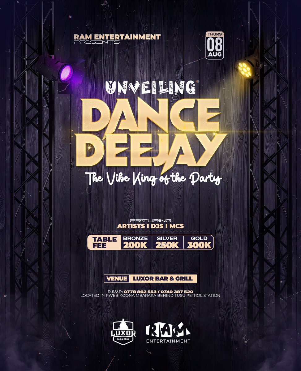 Hello Mbarara, we’re unveiling a new talent in town 
Dance Dj  on the 8th of August At @LuxorBarMbra 
#UnveilingDanceDj