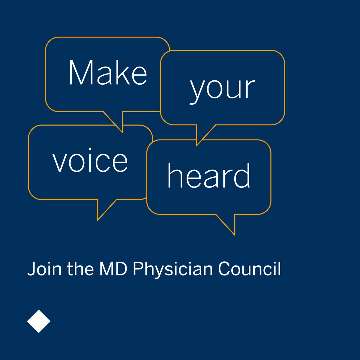 Share your unique perspective. We’re currently looking for three new members to join the MD Physician Council. This diverse group of physicians plays a key role in shaping our offerings for physicians and their families.

For more information and to apply: spr.ly/60159xk1d