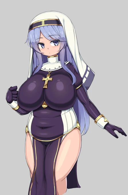 創作、ぽっちゃり爆乳褐色シスターちゃん 