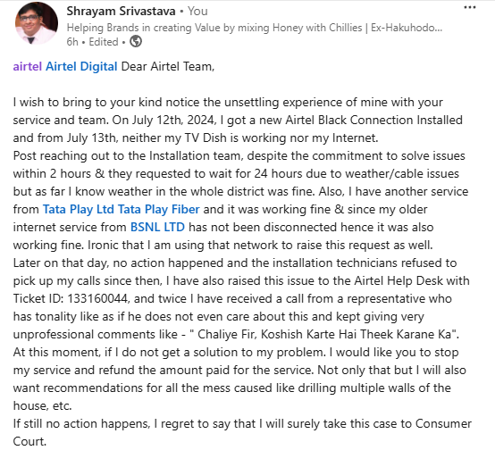 SShrayam's tweet photo. @airtelindia @Airtel_Presence @airtelnews @bhartiairtelfdn I beg🙏🙏🙏🙏, please someone help me solve this Gundagardi of Airtel Customer Support Desk Team. https://t.co/9SUgBzRQ0u