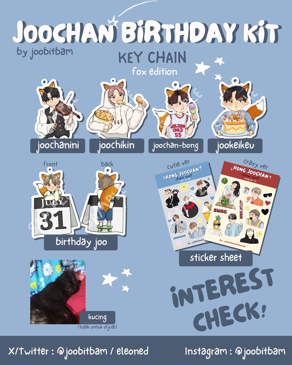 rt and like are appreciated❤️

Interest check ‼️
untuk menyambut ultah kak joochan rencananya aku mau open PO ini, kira2 ada yang minat ga yaaa? 👉🏻👈🏻

wts wtb joochan golden child