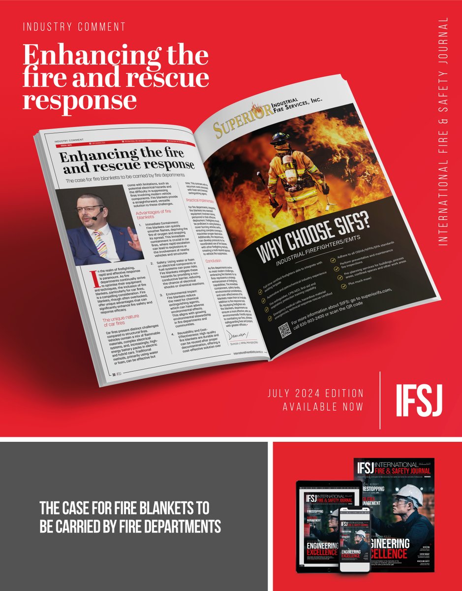 IFSJournal2020's tweet photo. IFSJ Managing Editor Duncan J. White presents the case for fire blankets to be carried by fire departments, highlighting their advantages in firefighting

https://t.co/9qHm1xZCA2

#FireSafety #FireBlankets #Firefighting #Innovation #Equipment #IFSJ https://t.co/xyRlwUB91G