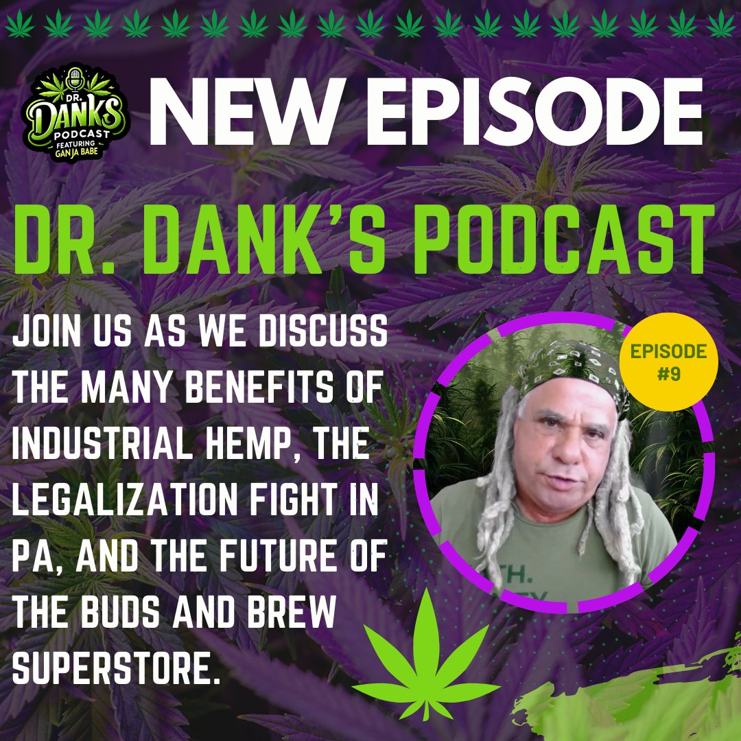 DrDanksPodcast's tweet photo. ***New Episode***
Join us as we discuss the many benefits of industrial hemp, the legalization fight in PA, and the future of the Buds and Brew Superstore.
https://t.co/NpjFESbSba
#podcast #drdank #hemp #cannabis https://t.co/7j0XSg8GAK