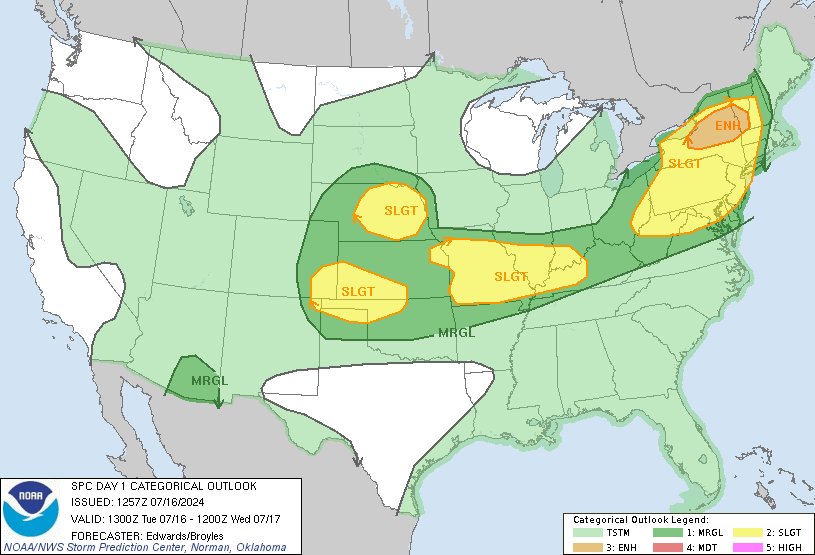 NWSSPC's tweet photo. 7:59am CDT #SPC Day1 Outlook Enhanced Risk: over parts of central/northern New York and southern Vermont https://t.co/TgJgC6cQZw https://t.co/uvkW0mF98a