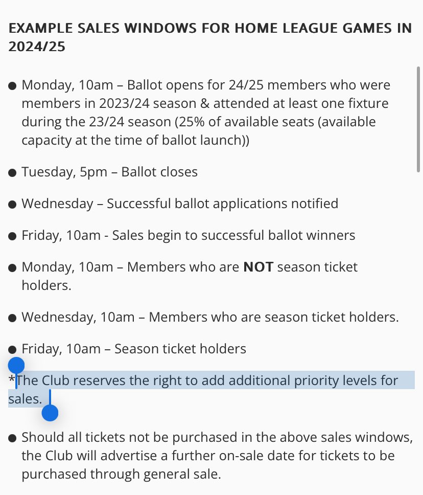 JackLeather_'s tweet photo. @IpswichTown This could be ABSOLUTELY CRUCIAL

If they add tiers AFTER ballot the system becomes alot fairer

Gives new fans from last season a chance via ballot, then gives 75% of available tickets to fans with 5+ games or similar

Would be very sneaky not announcing in the first instance https://t.co/tpPBtpTrJm