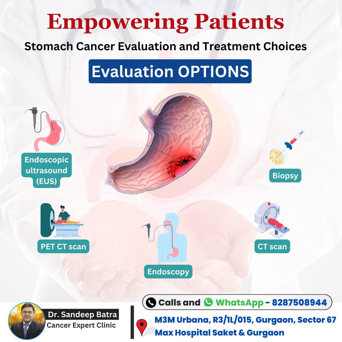 YOURONCOLOGIST's tweet image. Knowledge is power!   Empower yourself with these stomach cancer evaluation options. Early detection is key. 

#Drsandeepbatra #Cancerexpert #cancersupport #StomachCancerAwareness #KnowYourOptions #EndoscopicUltrasound #BiopsyForDiagnosis #PETScanForStaging #CTScanOfAbdomen