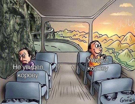 he didn't see the cow

he saw a cow