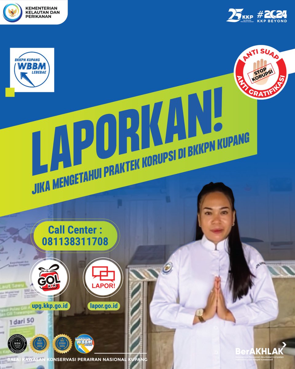 BalaiPK_kupang's tweet photo. Halo #SahabatBahari!
Demi menjaga pelayanan prima dan #Lebebae, BKKPN Kupang berkomitmen untuk mencegah praktek Korupsi.
#SahabatBahari dapat melaporkan apabila terdapat tindak pidana korupsi di lingkungan BKKPN Kupang melalui kanal infografis berikut. https://t.co/BXAEdeypaQ