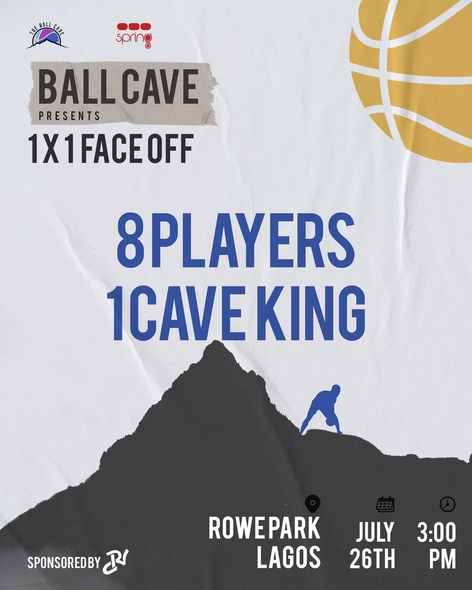 SpringSports presents BallCave

A 1x1 tournament between 8players(invitational)

1 Day

1 Court

1 Player

1 Ball

1 Cave 

1 Winner

1 Cave King

BALLCAVE

#springsports
 #ballcave