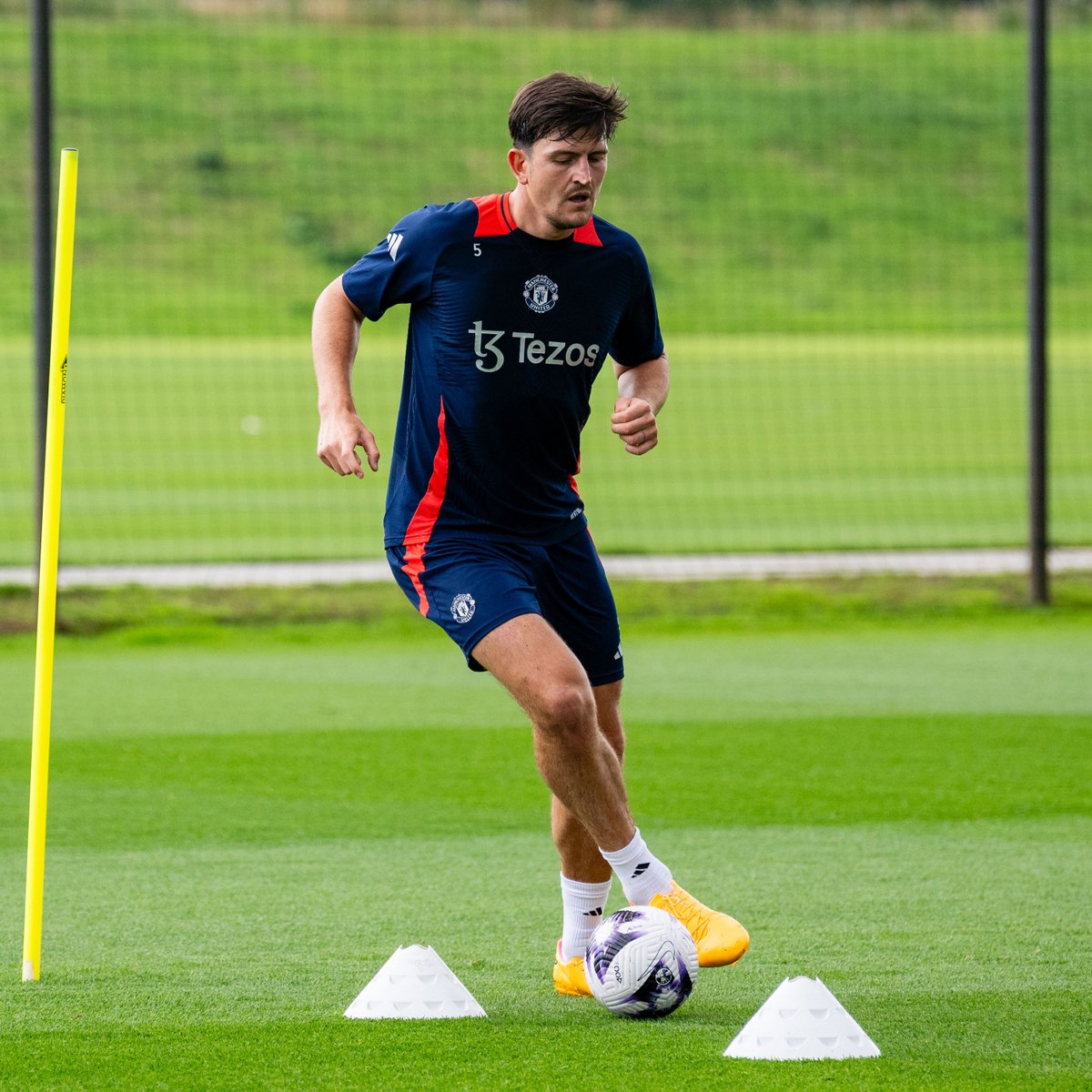 ManUtd's tweet photo. Stepping things up at Carrington: @HarryMaguire93 ✅👊

#MUFC