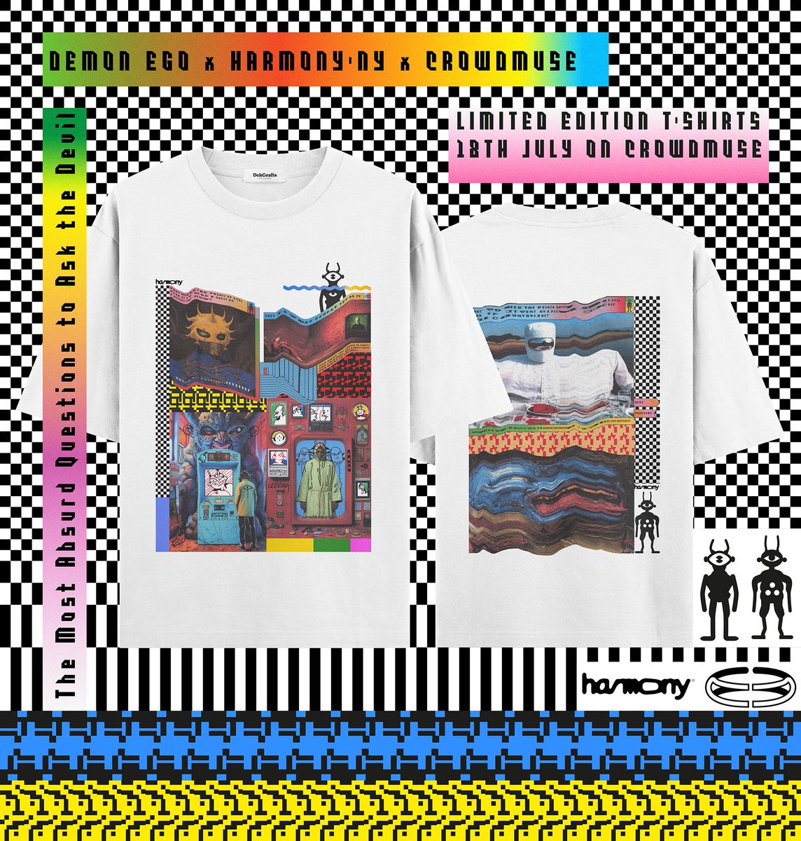 demonegoo's tweet photo. Demon x Harmony-NY x Crowdmuse
Limited edition t-shirts 

⪪ The Most Absurd Questions to Ask the Devil ⪫
⩩ 18th, Thursday on Crowdmuse ⩩
▚ ▚ ▚ ▚ ▚ 
▞ ▞ ▞ ▞ ▞ https://t.co/OD7bY7rt4i