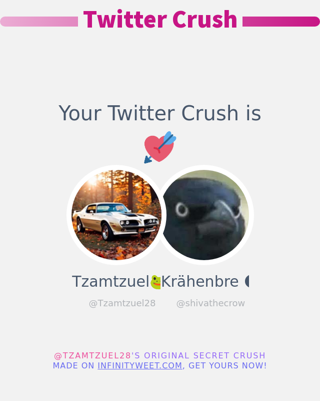 Mein Twitter Verknallt ist: <a href="/shivathecrow/">Krähenbre 🌒🎗️</a>

➡️ infinityweet.me/secret-crush?l…