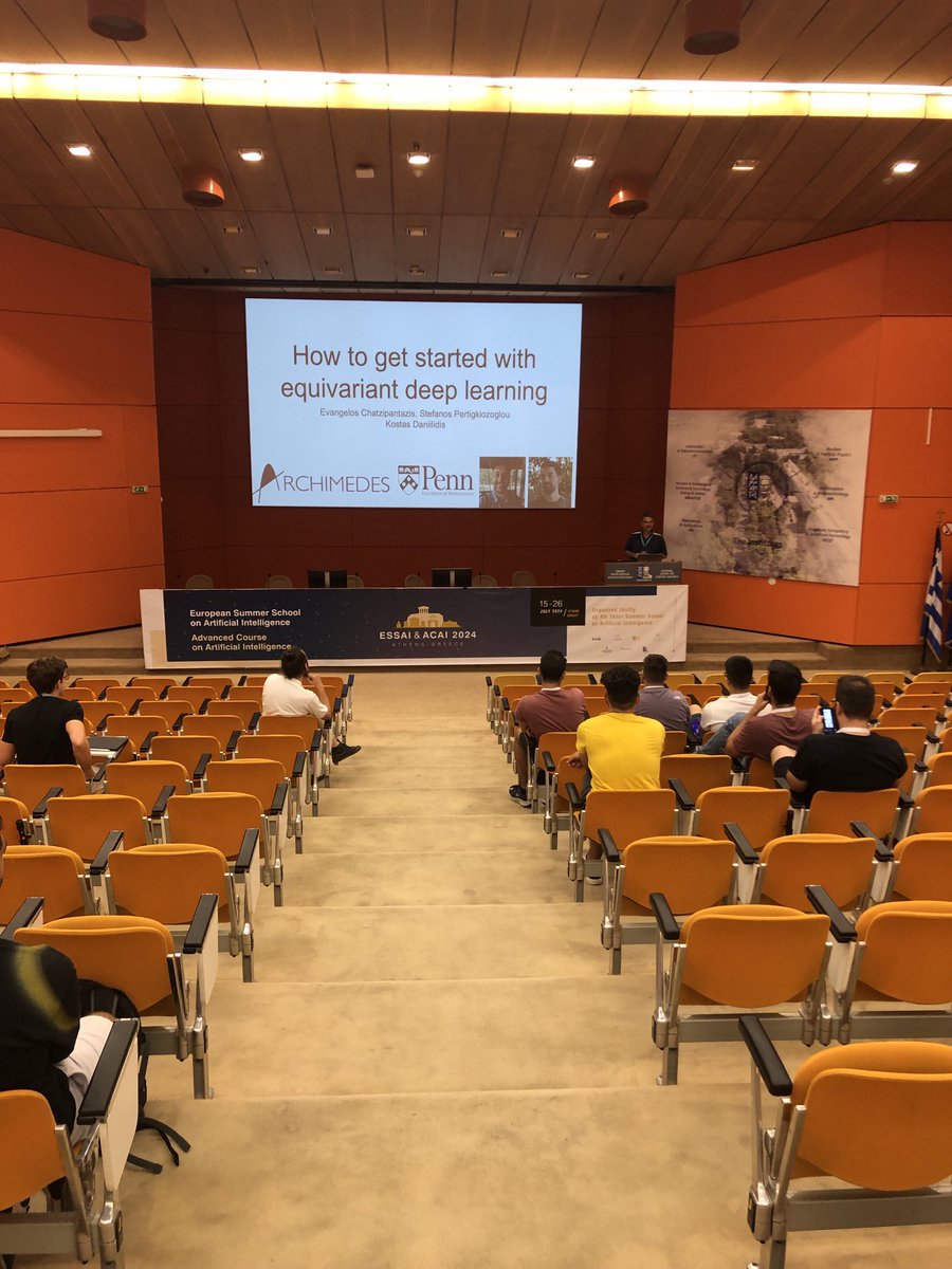 ⁦<a href="/KostasPenn/">Kostas Daniilidis</a>⁩ on equivariance in deep learning. Today’s tutorial at ESSAI 2024. ⁦<a href="/EurAI_ECCAI/">European Association for Artificial Intelligence</a>⁩ ⁦<a href="/EETN_gr/">EETN</a>⁩ ⁦<a href="/ArchimedesUnit/">"Archimedes" Research Unit</a>⁩ ⁦<a href="/eu_tailor/">TAILOR EU Network</a>⁩ ⁦<a href="/AITeamUoA/">AI Team - University of Athens</a>⁩ ⁦<a href="/iit_demokritos/">IIT, NCSR Demokritos</a>⁩ <a href="/techvida/">Vida Groznik</a> ⁦<a href="/magdalenaosimk/">Magdalena Ortiz 🇺🇦</a>⁩