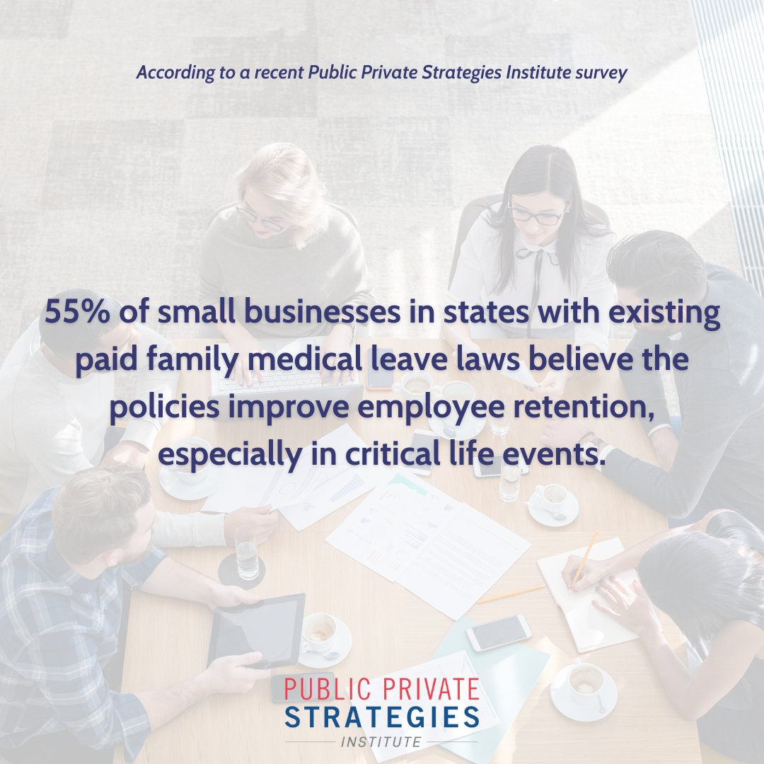#Smallbusinesses thrive when employees feel supported. Check out <a href="/pps_institute/">Public Private Strategies Institute</a>'s new survey to learn more about what small businesses are saying about #PFML.

Link ➡️ ppsi.org/insights/paid-…

#Economy