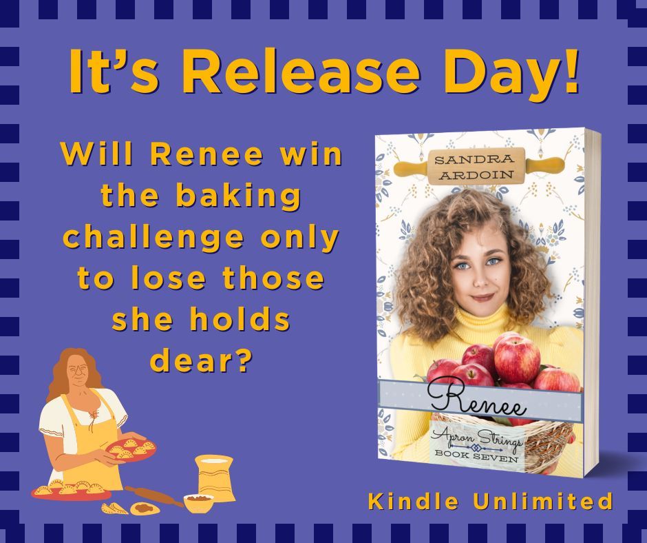 SandraArdoin's tweet image. IT'S RELEASE DAY!
As a bake-off competition intensifies, Renee’s relationships are strained. Can a decades-old cookbook help her restore the bonds every woman needs? 

amazon.com/Renee-Apron-St…

#ChristFic #ApronStrings #cookbook #KU #KindleUnlimited #amreading