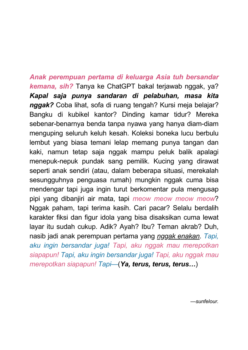 karya — anak perempuan pertama tuh bersandar kemana, sih...