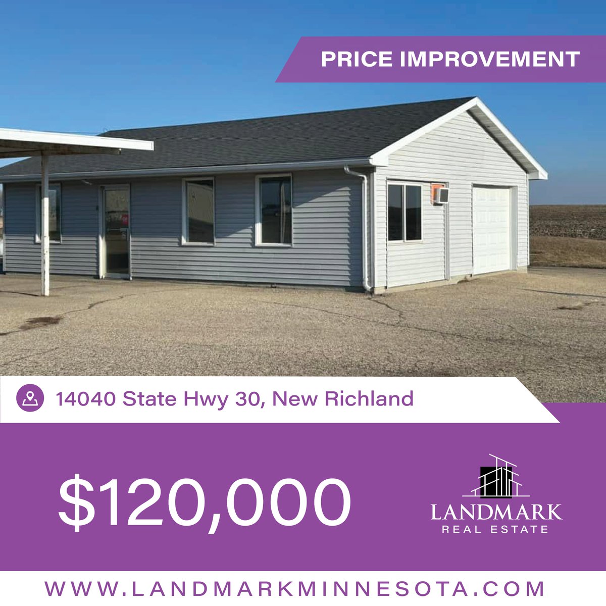 LandmarkMankato's tweet photo. PRICE IMPROVEMENT!
$120,000
View the listing: https://t.co/OSKeZ5wPqV...
#realestate #commercialrealestate 
#newrichlandmn #landmarkrealestate #landmarkminnesota #businessopportunity #findyourlandmark https://t.co/fhdCWTamS4